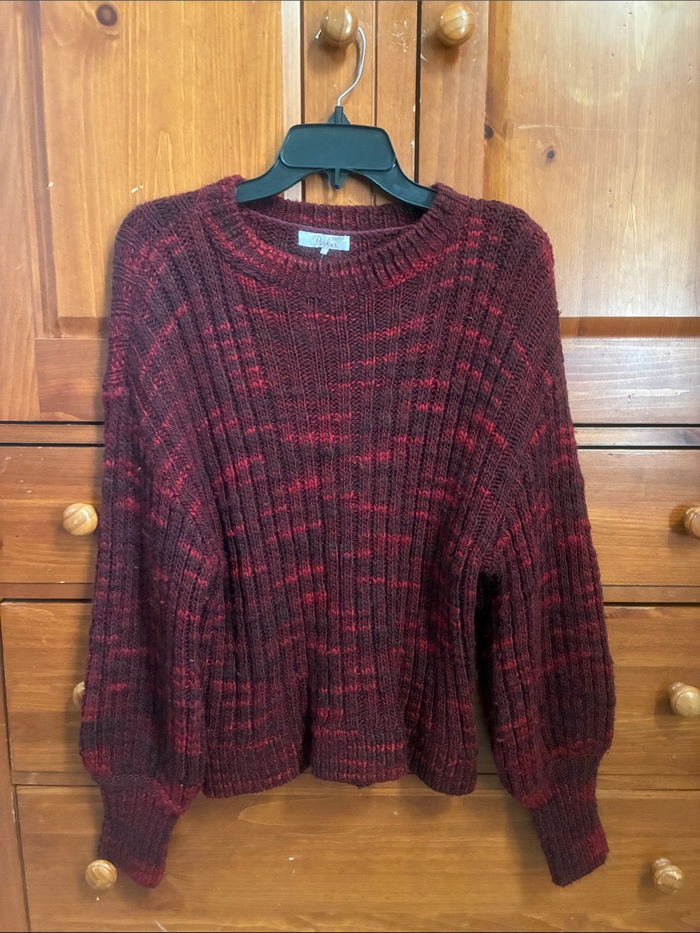 Parker Maroon Ribbed Crewneck Sweater with Red Fleck RTR